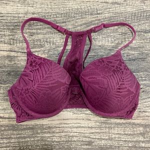 PINK Victoria’s Secret Lace Racerback Burgundy Bra Size 34C